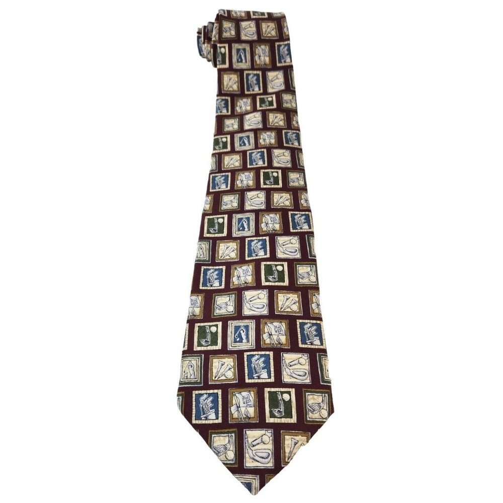 Land's‎ End Men's Necktie Golf-Themed Club,  Ball, Tee Graphic Print 100% Silk